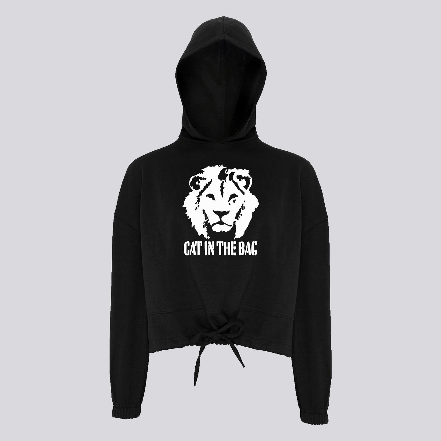 HOODIE CROPPED OVERSIZE CAT IN THE BAG LION WHITE FEMME