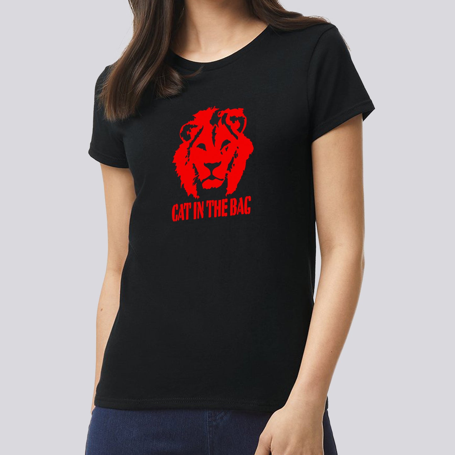 T-SHIRT CAT IN THE BAG LION RED FEMME