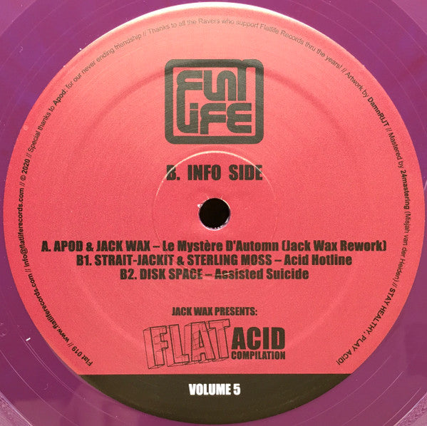 Various : Jack Wax Presents "Flat Acid Compilation" Volume 5 (12", Comp, Ltd, Pur)