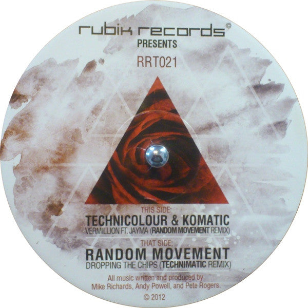 Technicolour & Komatic / Random Movement : Vermillion / Dropping The Chips (Remixes) (12", Red)