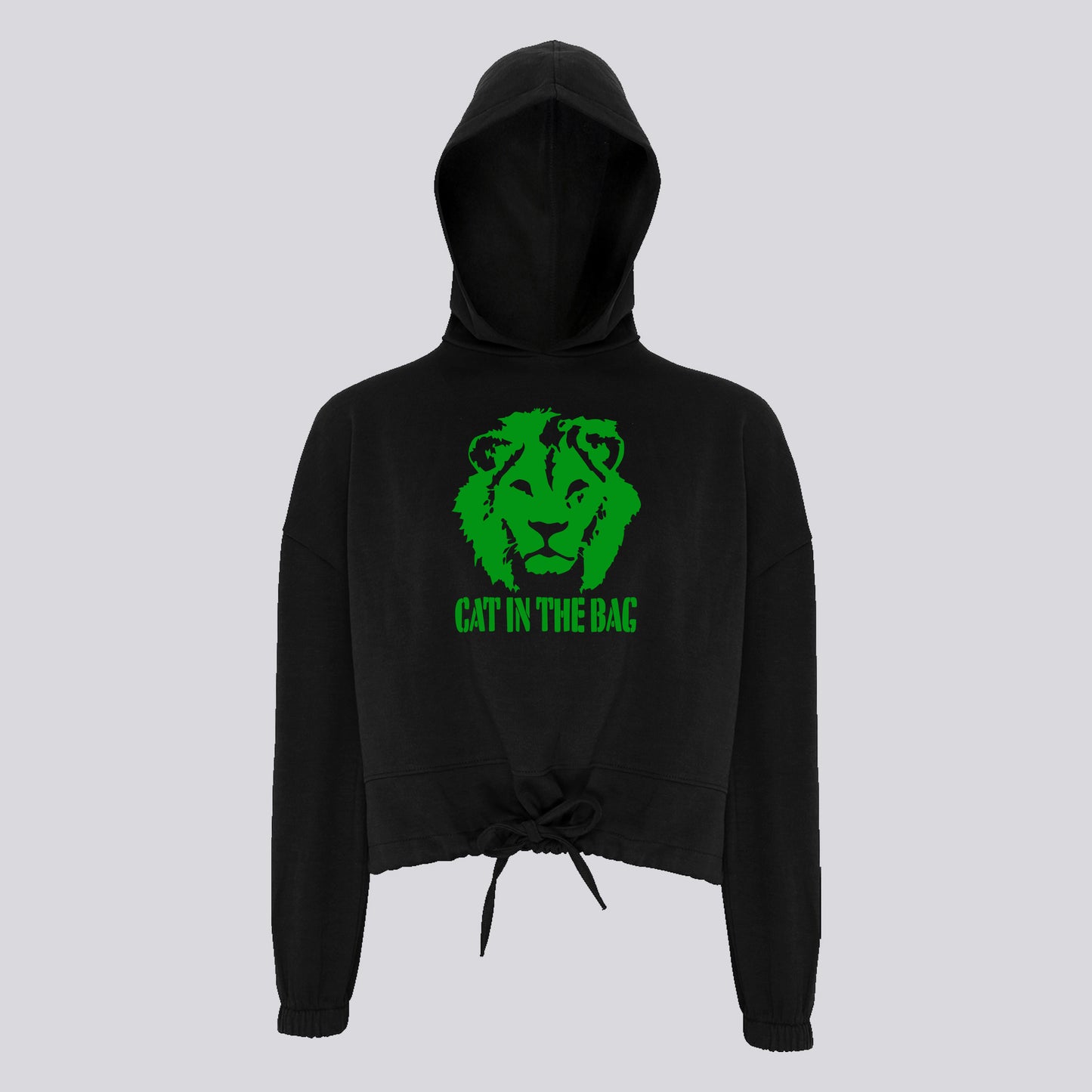 HOODIE CROPPED OVERSIZE CAT IN THE BAG LION GREEN FEMME