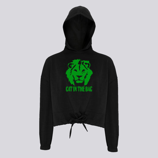 HOODIE CROPPED OVERSIZE CAT IN THE BAG LION GREEN FEMME